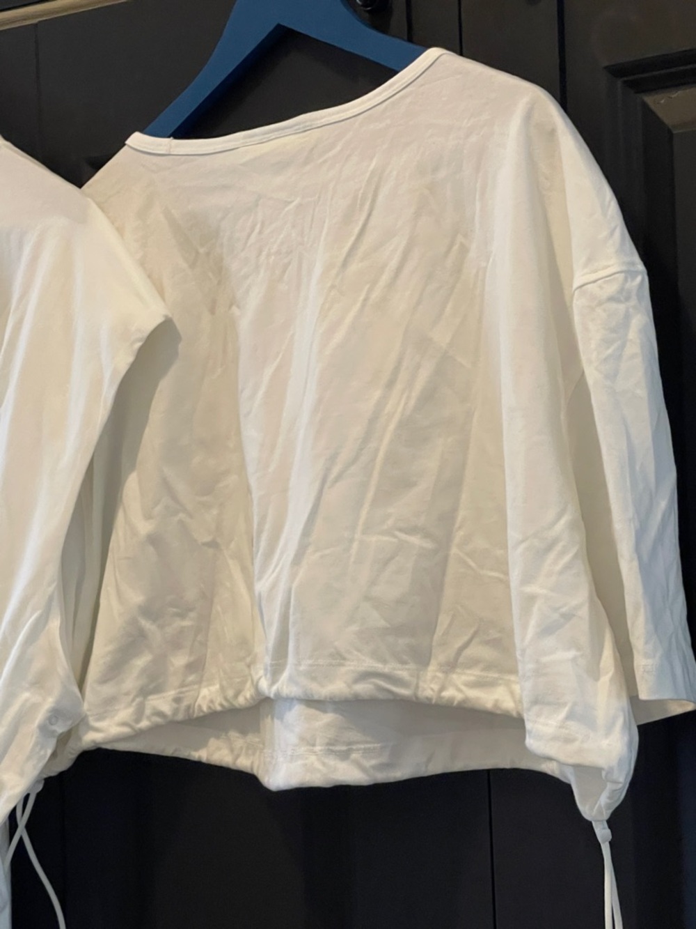adidas White Layered Short Sleeve Tee with Side Drawstrings - Picture 8 of 9